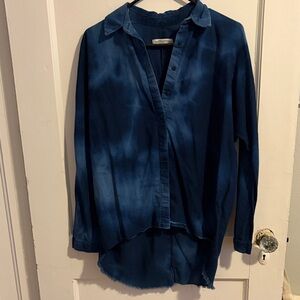 Zara Blue Tie-Dye Button-Up Shirt